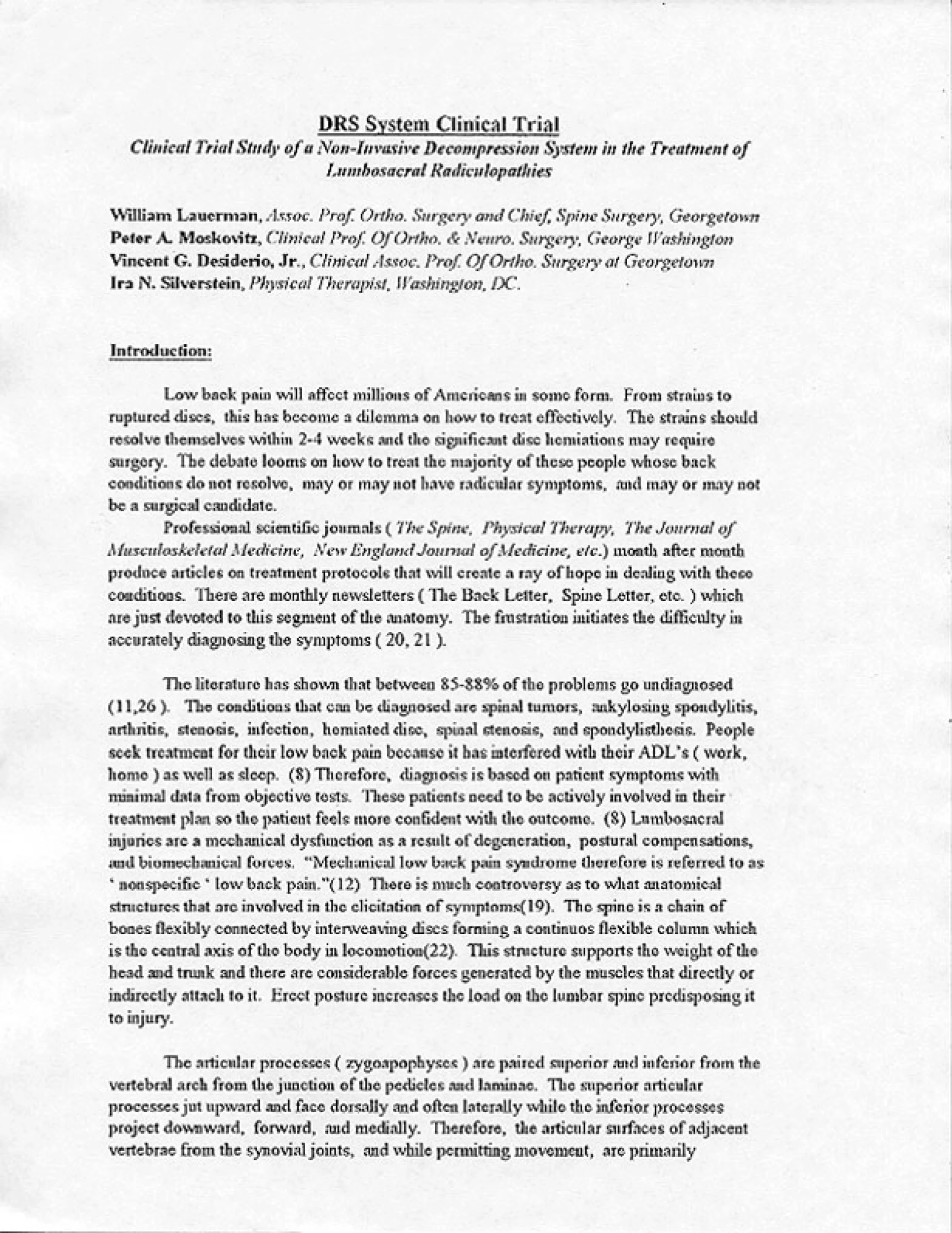 DRS System Clinical Trial
